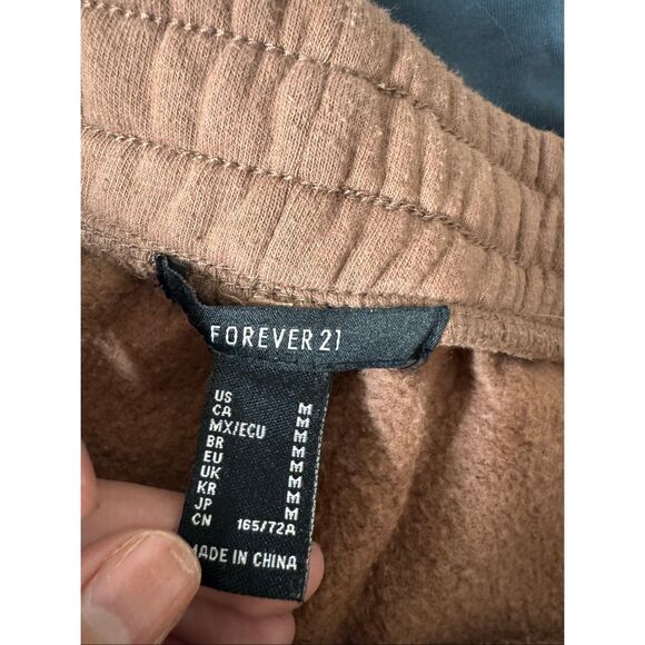 Forever 21 Brown Fleece-Lined Jogger Sweatpants Medium | Cozy Casual Lounge Pant - Picture 3 of 6